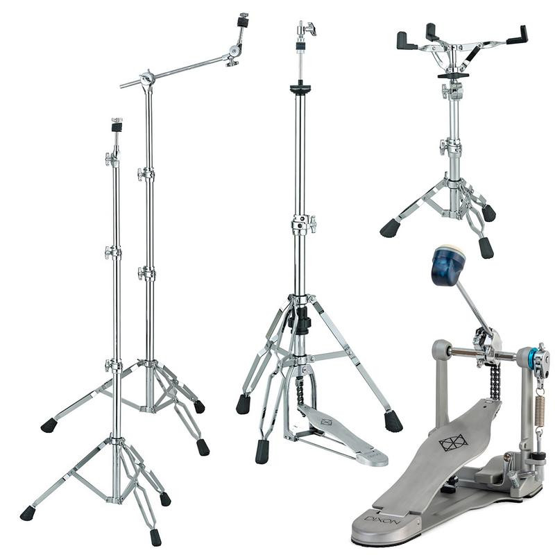 Dixon 90 Series 5-Piece Drum Hardware Pack featuring rugged heavy-duty cymbal stands, hi-hat stand, snare stand, and performance-grade construction ideal for gigging and studio drummers.