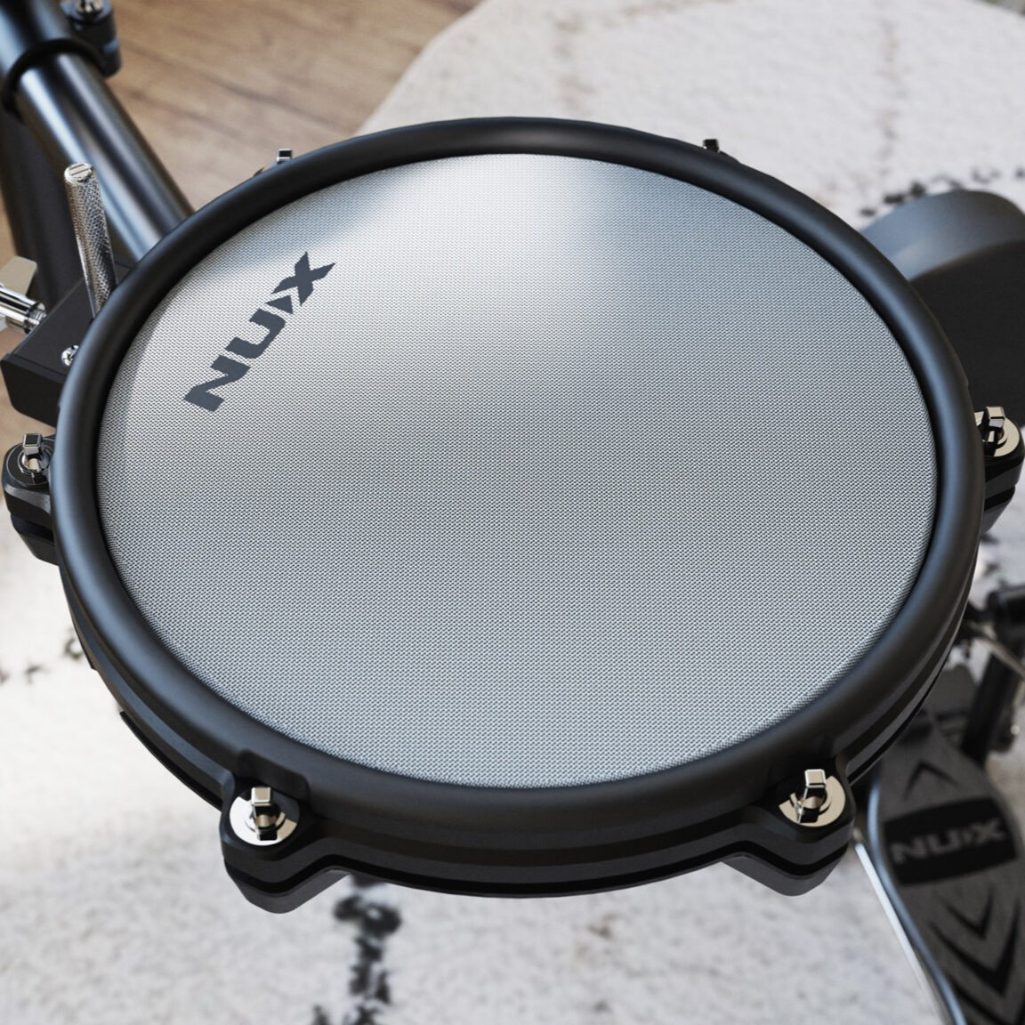 NUX DM-310 All-Mesh Head Digital Drum Kit featuring fully mesh drum pads, responsive triggering, quiet performance, built-in training modes, and versatile sound options ideal for practice and home studios.