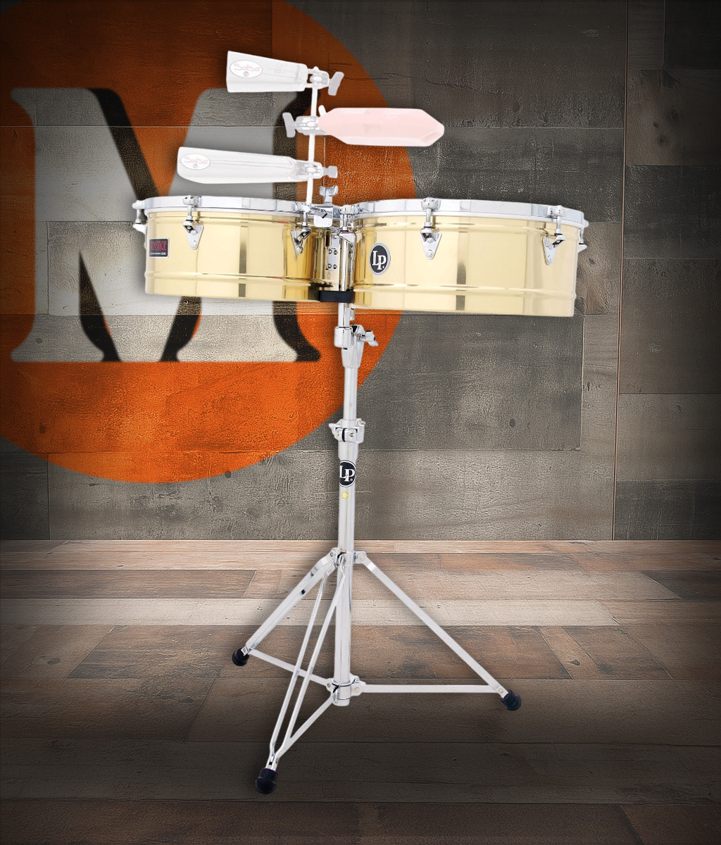 Latin Percussion LP1415-B Prestige 14"/15" Brass Timbales - Chrome Hardware (LP1415-B) | Musician Madness