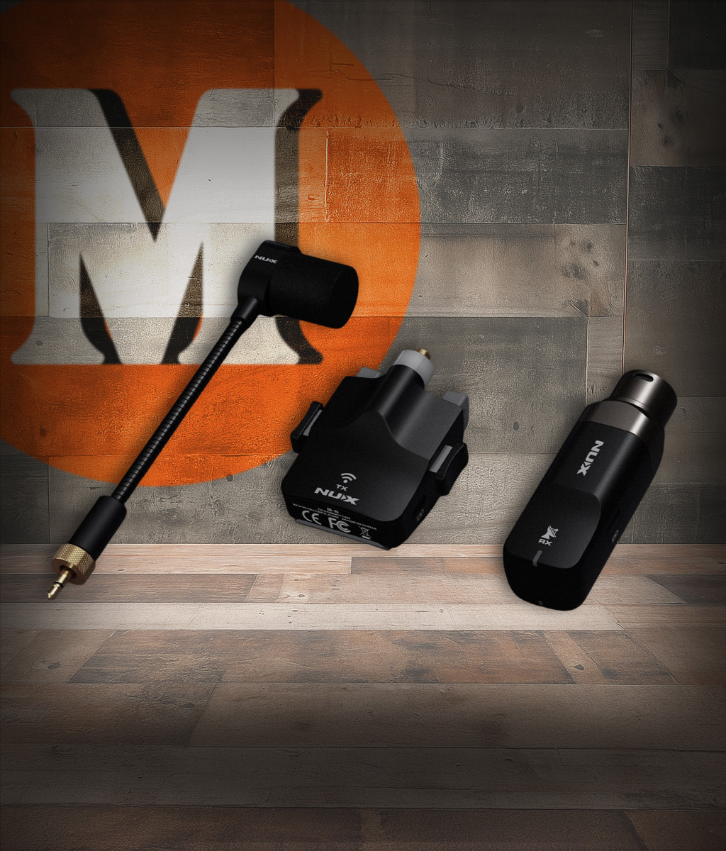 NUX B-6S 2.4GHz Wireless System for Saxophone featuring a compact clip-on transmitter and receiver, high-fidelity digital audio, stable 2.4GHz wireless performance, and ultra-low latency optimized for saxophone players.