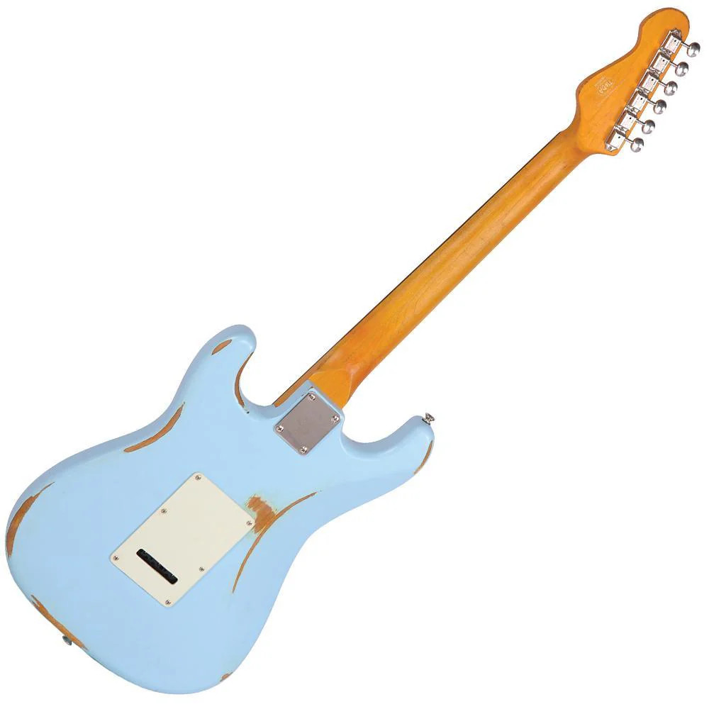 Vintage V6 ICON Electric Guitar - Distressed Laguna Blue (V6MRLB) | Musician Madness