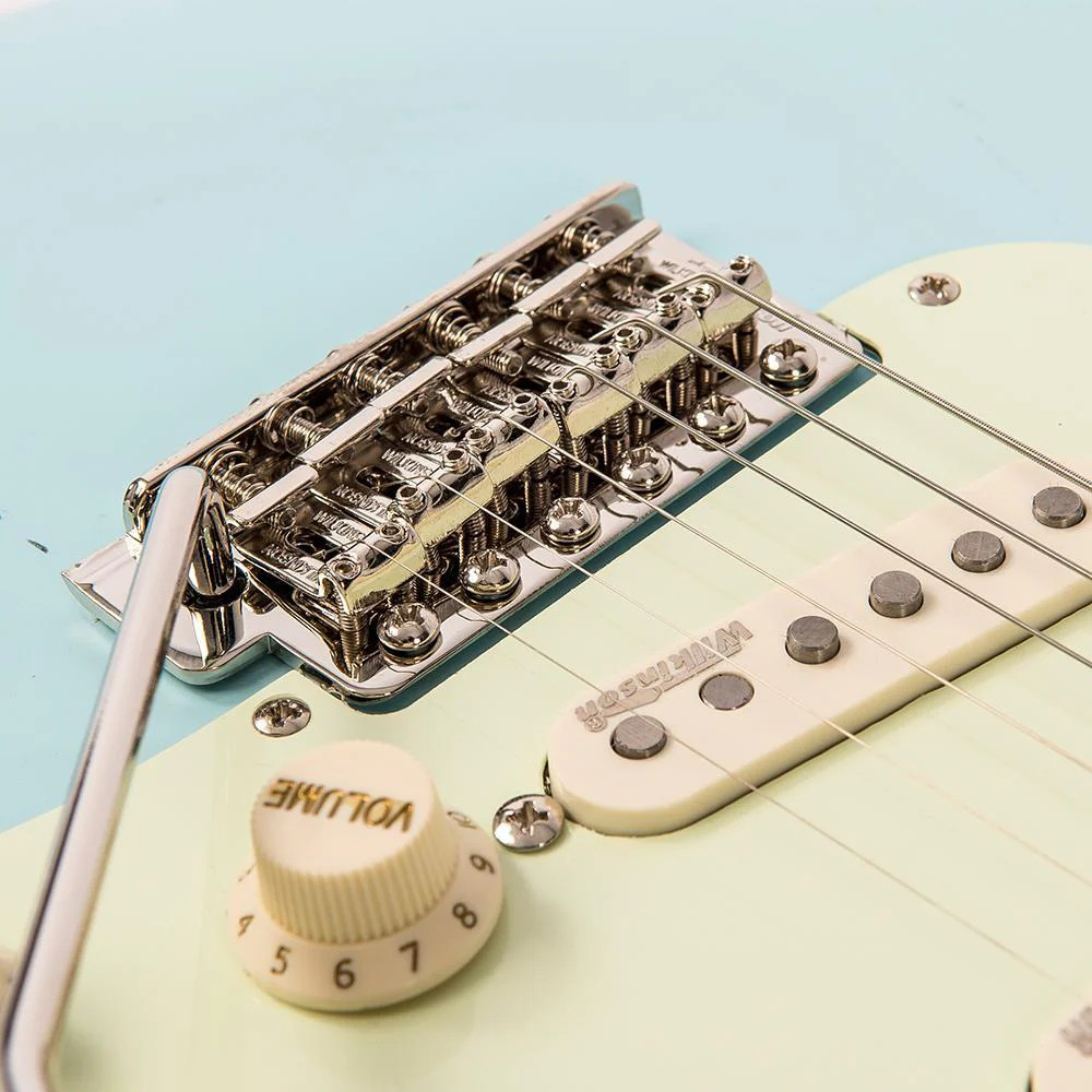 Vintage V6 ICON Electric Guitar - Distressed Laguna Blue (V6MRLB) | Musician Madness