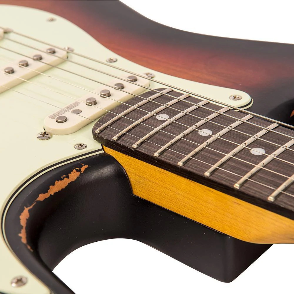 Vintage V6 ICON Electric Guitar - Distressed Sunburst (V6MRSSB) | Musician Madness