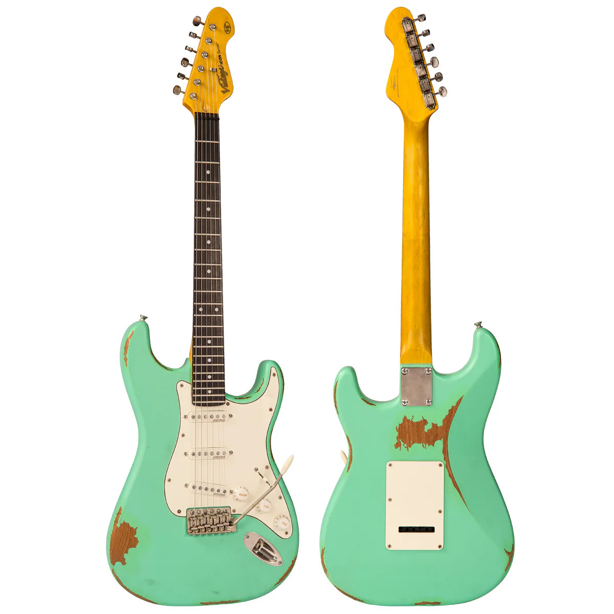 Vintage V6 ICON Electric Guitar - Distressed Ventura Green (V6MRVG