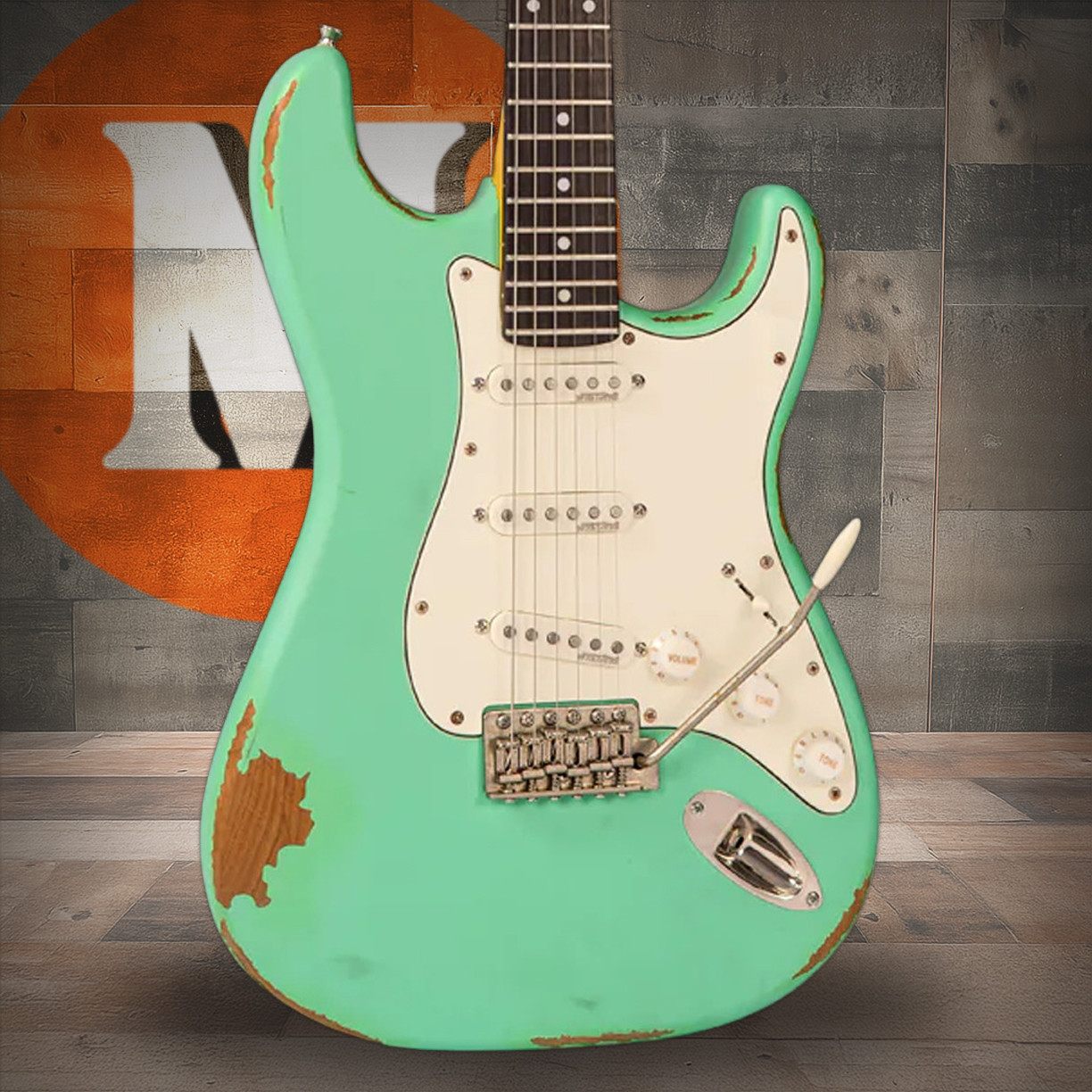 Vintage V6 ICON Electric Guitar - Distressed Ventura Green (V6MRVG