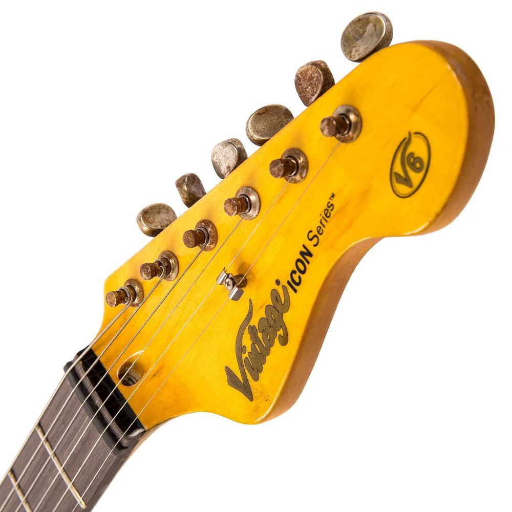 Vintage V6H ICON Electric Guitar - Distressed Tobacco Sunburst (V6HMRSB) | Musician Madness