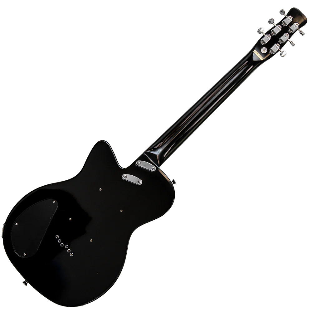 Silvertone 1303BK Electric Guitar in Black featuring vintage-inspired styling, dual lipstick pickups, a comfortable neck profile, and classic retro tone ideal for blues, rock, and alternative players.