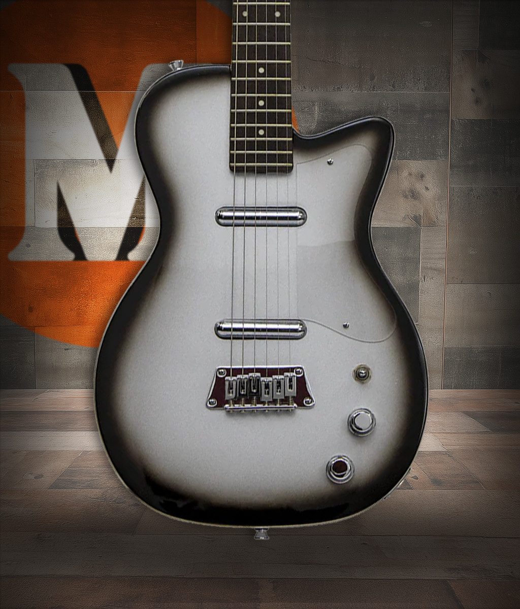 Silvertone 1303SVB Electric Guitar in Silverburst featuring classic retro styling, dual lipstick pickups, a comfortable neck profile, and vintage-inspired tone ideal for rock, blues, and alternative musicians.