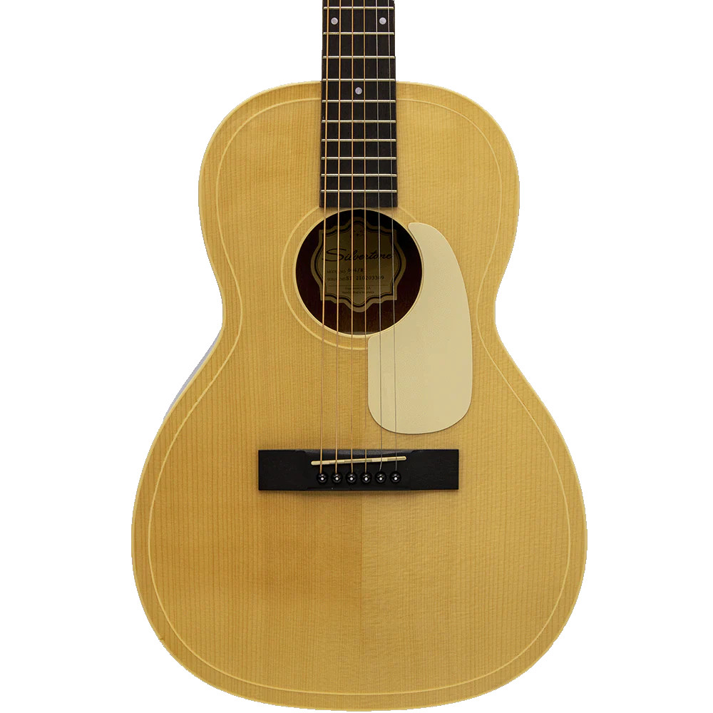 Silvertone 604EN Solid Spruce Top Acoustic-Electric Guitar in natural finish featuring a solid spruce top, comfortable neck design, rich acoustic tone, and built-in electronics for stage or studio use.