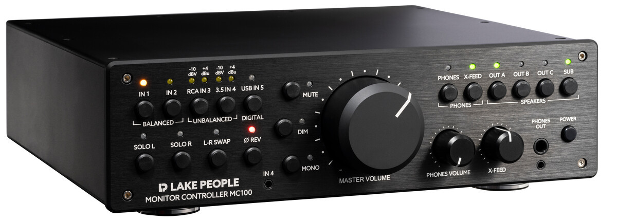Lake People LP-MC100 Monitor Controller (LP-MC100) featuring precision volume control, multiple input/output options, and ultra-clean audio path for professional studio monitoring.
