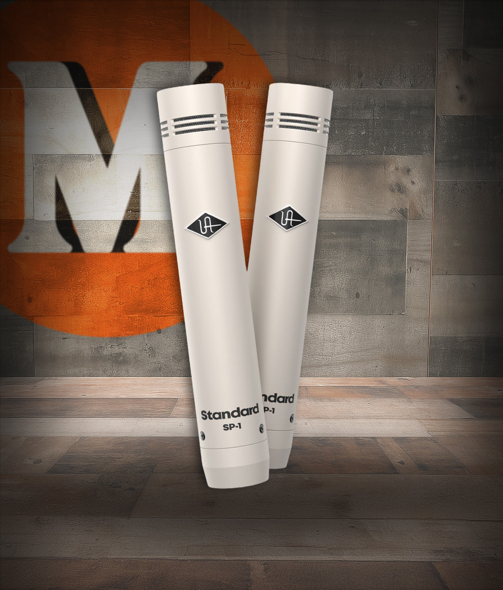 Universal Audio SP1 Standard Pencil Microphone Pair (SP1) featuring matched small-diaphragm condensers designed for stereo recording, acoustic instruments, drum overheads, and detailed studio capture.
