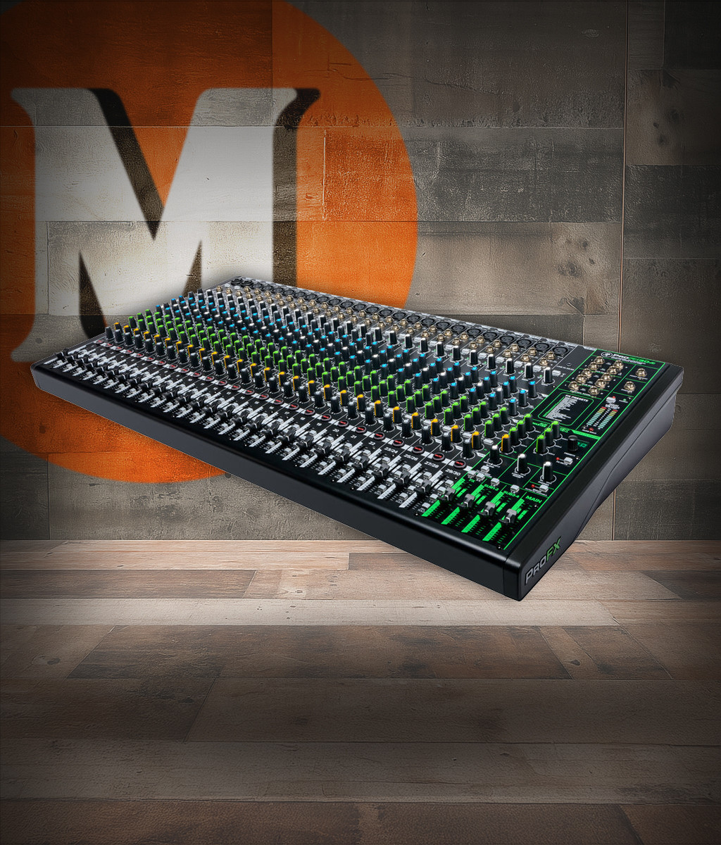 Mackie ProFX30v3 30-Channel Mixer (PROFX30-V3) featuring premium Onyx mic preamps, built-in digital effects engine, 2x4 USB recording interface, and extensive routing for professional large-scale live sound and studio use.