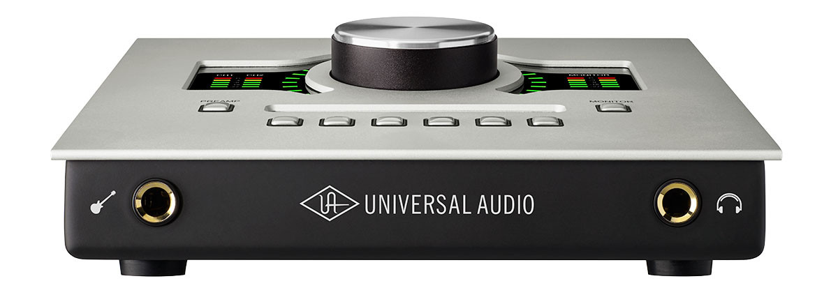 Universal Audio Apollo Twin Duo Recording Interface â€“ Heritage Edition USB (UA-APLTWDU-HE-U) featuring Unison mic preamps, UAD-2 Duo DSP processing, premium AD/DA conversion, and the Heritage Edition plug-in bundle for professional studio recording.