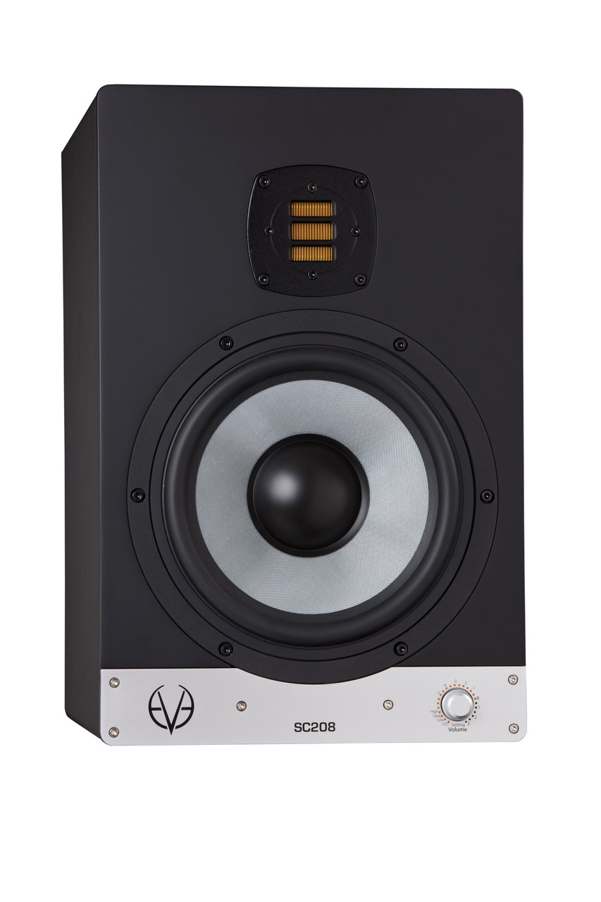 Eve Audio SC208 8" 2-Way Midfield Studio Monitor (SC208-U) featuring an 8-inch SilverCone woofer, AMT ribbon tweeter, DSP-controlled tuning, and high-resolution sound for mixing and mastering.