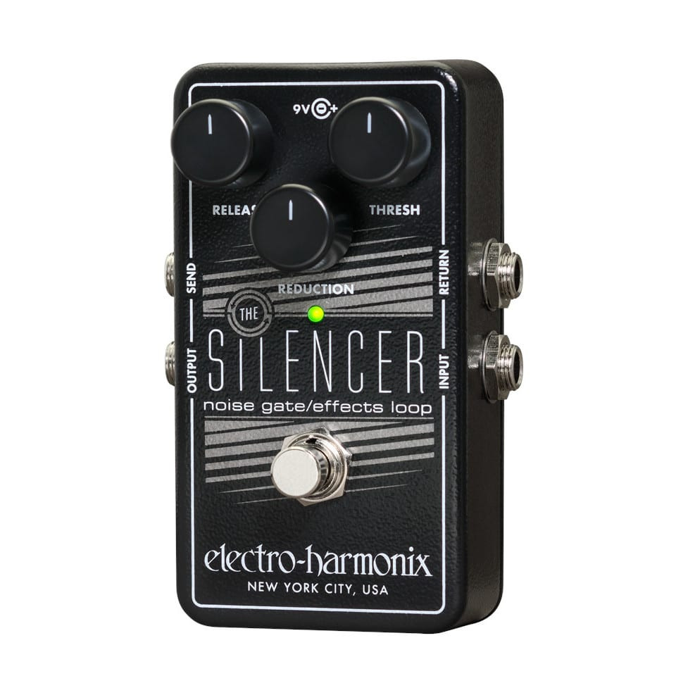 Electro-Harmonix The Silencer Noise Gate / Effects Loop Pedal (The Silencer) featuring precision noise reduction, threshold/attack/release controls, and an integrated effects loop for managing high-gain guitar signal chains.