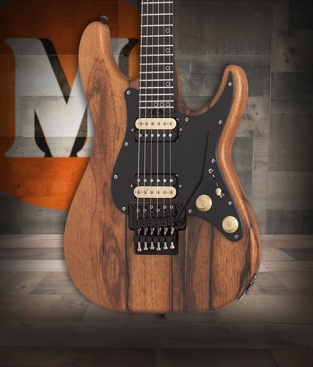 Schecter Sun Valley Super Shredder Exotic FR – Natural Satin (1265) featuring exotic wood top, Floyd Rose locking tremolo, roasted maple neck, and high-output pickups for modern shred performance.