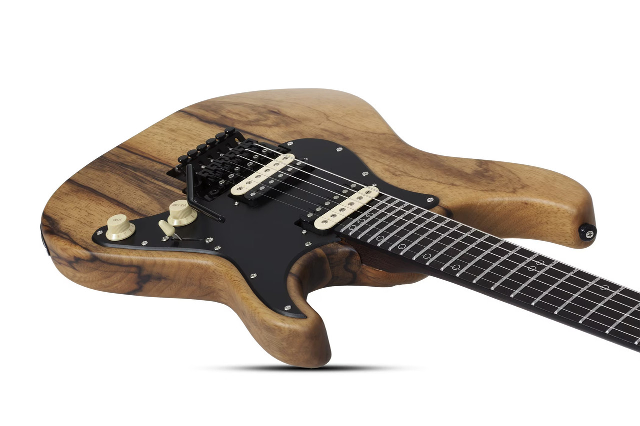Schecter Sun Valley Super Shredder Exotic FR – Natural Satin (1265) featuring exotic wood top, Floyd Rose locking tremolo, roasted maple neck, and high-output pickups for modern shred performance.