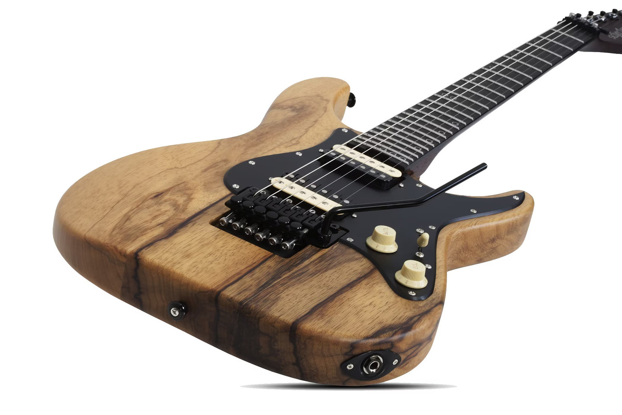 Schecter Sun Valley Super Shredder Exotic FR – Natural Satin (1265) featuring exotic wood top, Floyd Rose locking tremolo, roasted maple neck, and high-output pickups for modern shred performance.