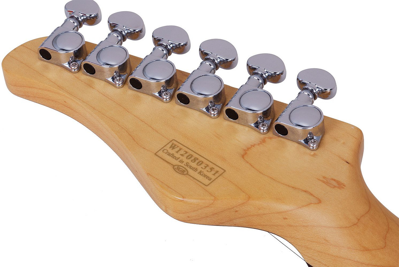 Schecter PT Fastback II B in Metallic Red (2211) featuring classic PT body shape, dual humbuckers, vintage-style hardware, and sleek red metallic finish for versatile rock performance.