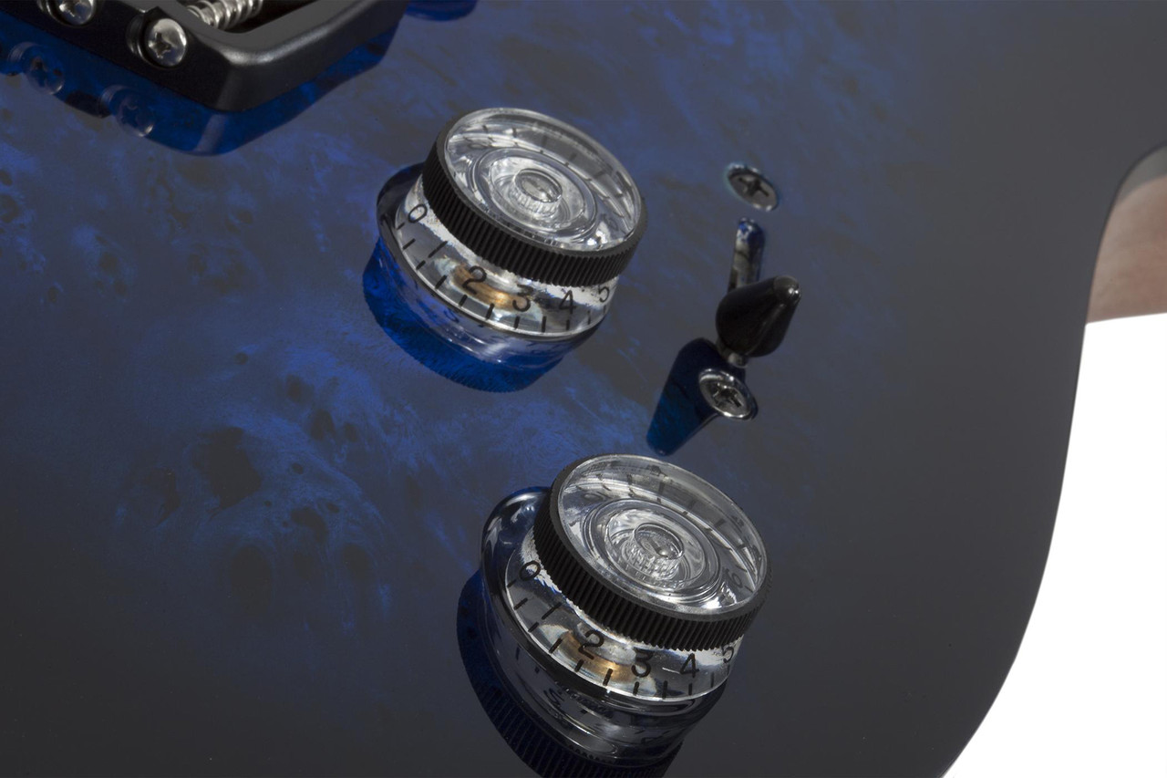 Schecter Omen Elite-8 MS 8-String – See-Thru Blue Burst (2467-SHC) featuring multiscale fingerboard, high-output humbuckers, contoured body, and a stunning figured top designed for modern extended-range performance.