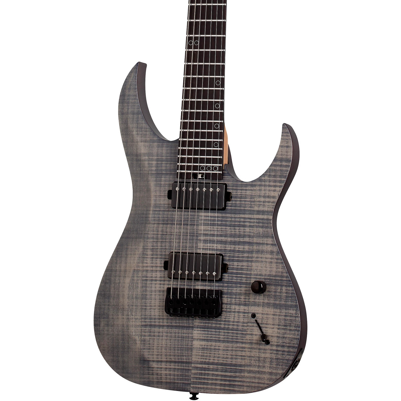 Schecter Sunset-7 Extreme â€“ Grey Ghost (2572) featuring high-output humbuckers, multi-ply body accents, modern 7-string neck profile, and a striking Grey Ghost finish designed for progressive and metal performance.