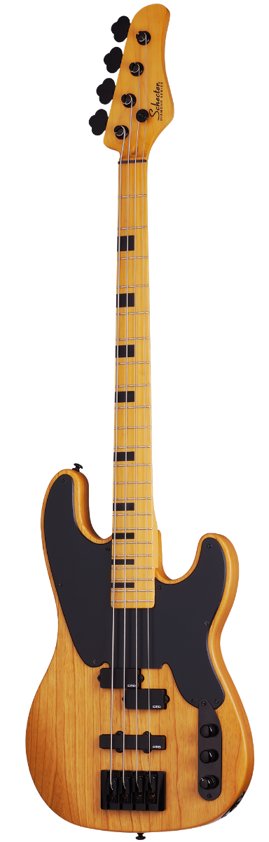 Schecter Model-T Session â€“ Aged Natural Satin (2848) featuring swamp ash construction, passive pickups, smooth satin finish, and a vintage-inspired design built for versatile studio and live bass performance.