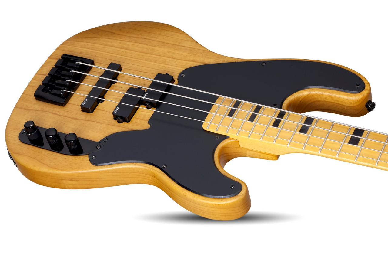 Schecter Model-T Session – Aged Natural Satin (2848) featuring swamp ash construction, passive pickups, smooth satin finish, and a vintage-inspired design built for versatile studio and live bass performance.