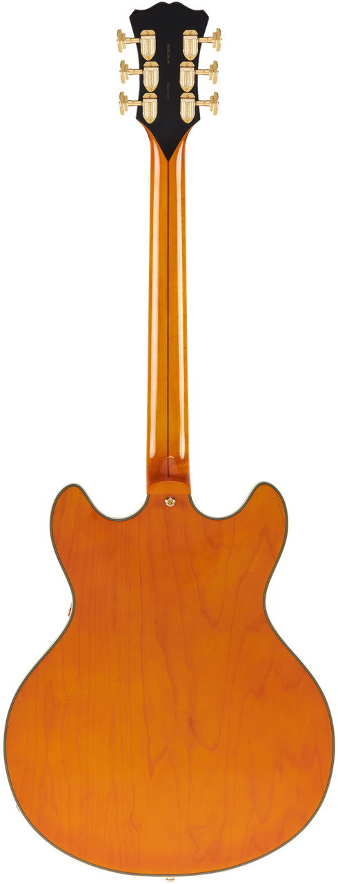 DÃ¢â‚¬â„¢Angelico Excel DC XT - Vintage Natural Quilt (DAEDCXTQVNATGS) featuring a quilted maple top, semi-hollow double-cut body, Seymour Duncan pickups, and an elegant Vintage Natural finish crafted for expressive, premium tone.