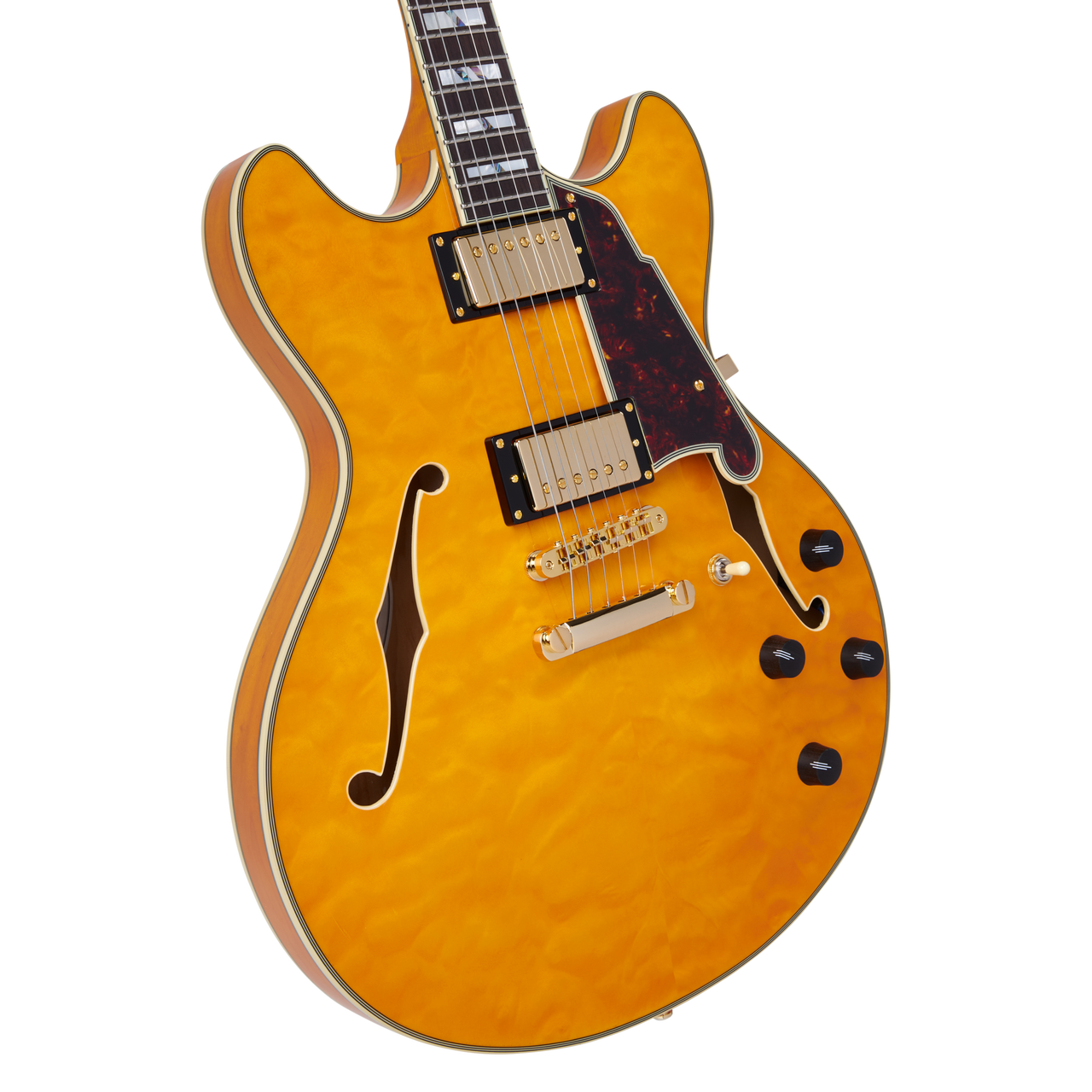 D'Angelico Excel DC XT w/ Case - Vintage Natural Quilt (DAEDCXTQVNATGS) | Musician Madness