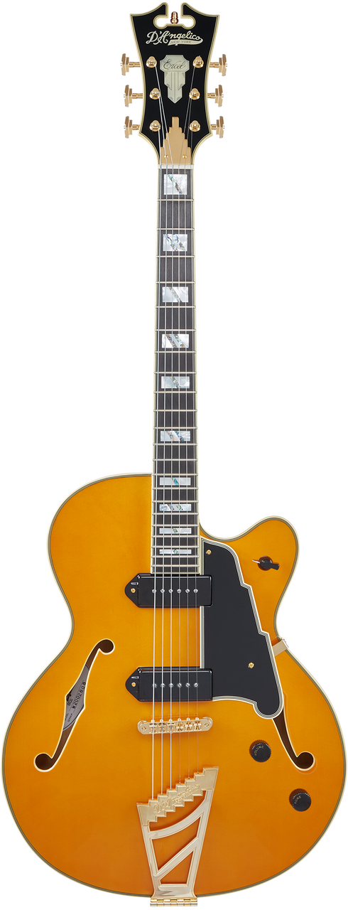 Dâ€™Angelico Excel 59 - Vintage Natural (DAE59VNATGT) featuring semi-hollow body design, Seymour Duncan pickups, elegant Vintage Natural finish, and premium Excel craftsmanship for warm, expressive tone.