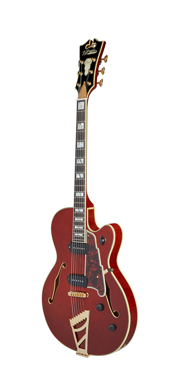 DÃ¢â‚¬â„¢Angelico Excel 59 - Viola (DAE59VIOGT) featuring semi-hollow construction, Seymour Duncan pickups, elegant Viola finish, and refined Excel craftsmanship for warm, articulate jazz and blues tones.