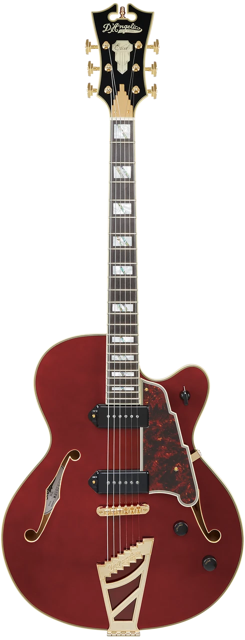 DÃ¢â‚¬â„¢Angelico Excel 59 - Viola (DAE59VIOGT) featuring semi-hollow construction, Seymour Duncan pickups, elegant Viola finish, and refined Excel craftsmanship for warm, articulate jazz and blues tones.