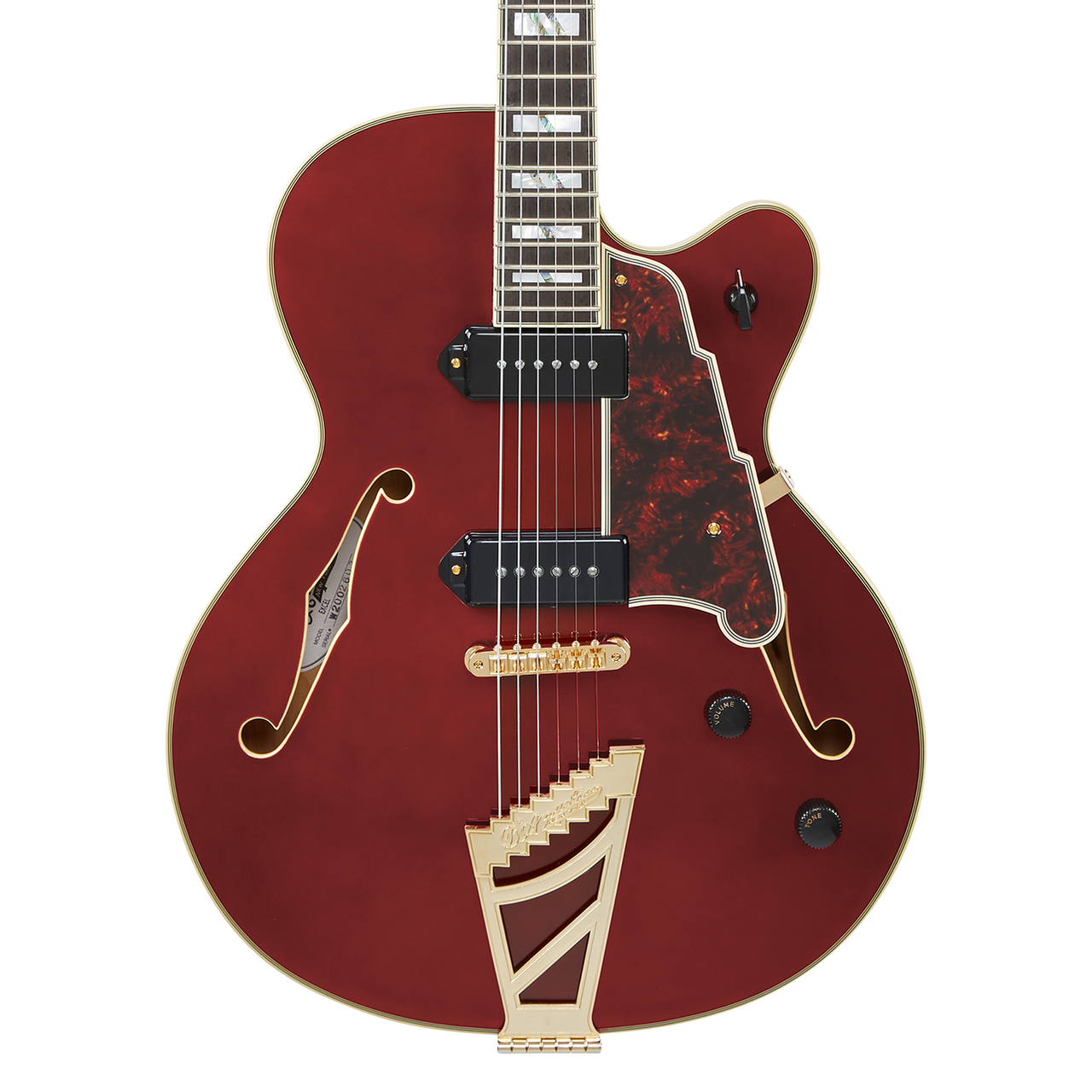 Dâ€™Angelico Excel 59 - Viola (DAE59VIOGT) featuring semi-hollow construction, Seymour Duncan pickups, elegant Viola finish, and refined Excel craftsmanship for warm, articulate jazz and blues tones.