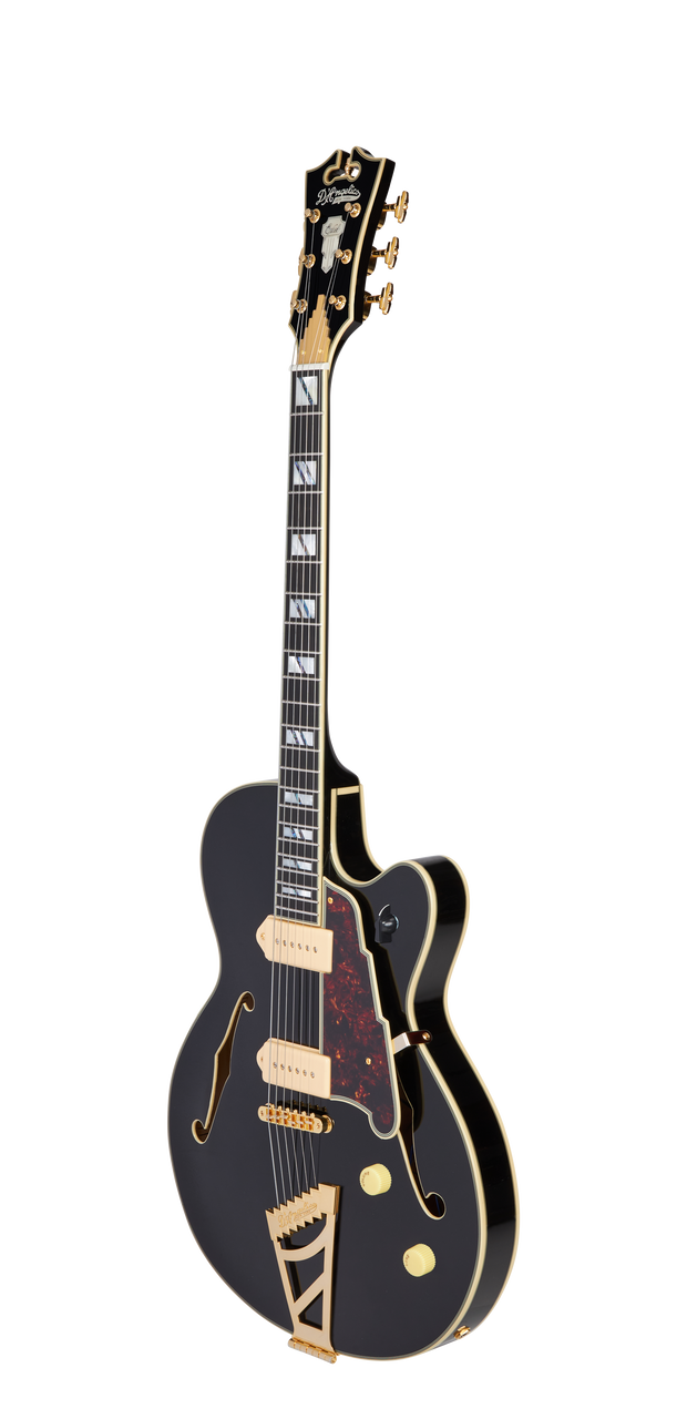 D'Angelico Excel 59 w/ Case- Satin Black 2 (DAE59SBK2GT) | Musician Madness