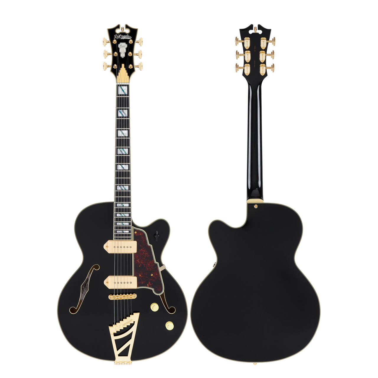 D'Angelico Excel 59 w/ Case- Satin Black 2 (DAE59SBK2GT) | Musician Madness