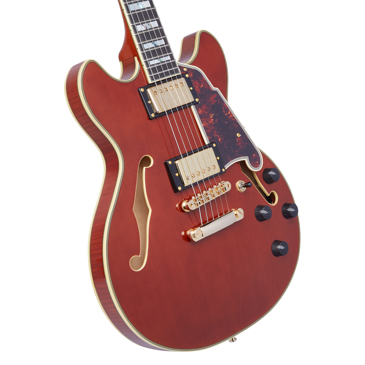 Dâ€™Angelico Excel Mini DC - Viola (DAEMINIDCVIOGS) featuring compact semi-hollow construction, Seymour Duncan pickups, and a striking Viola finish for expressive, versatile tonal performance.