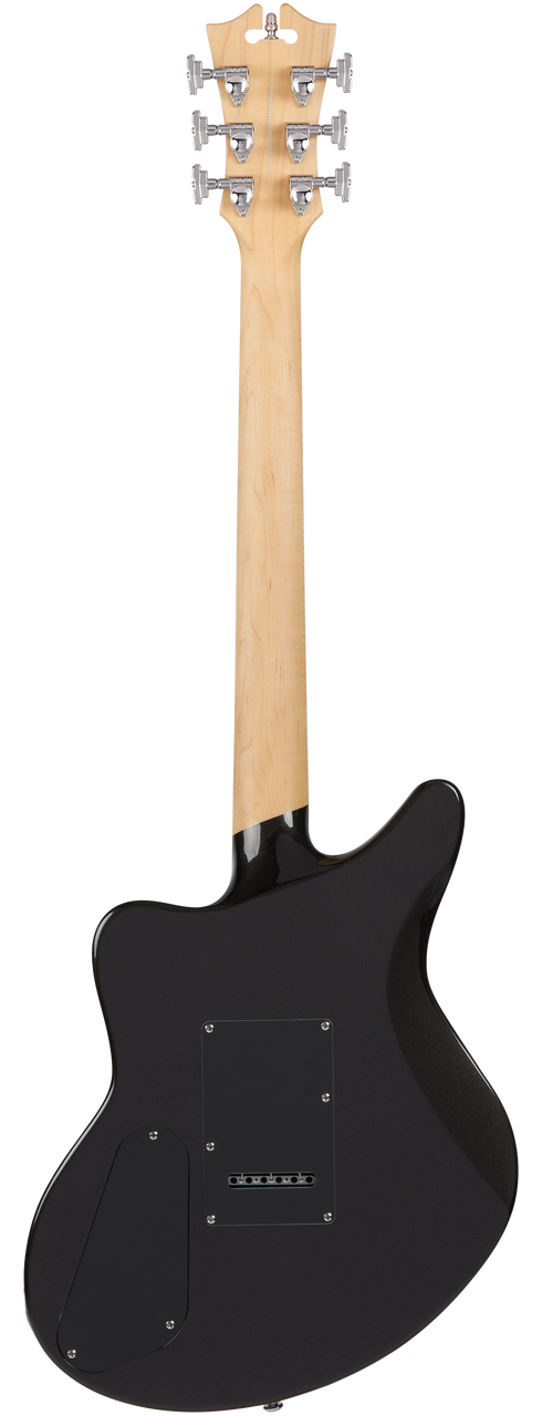 Dâ€™Angelico Premier Bedford - Black Flake (DAPBEDBLFCTR) featuring an offset body design, versatile pickup configuration, and a bold Black Flake finish for modern rock and alternative tones.