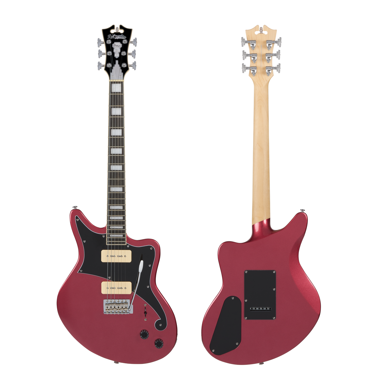 Dâ€™Angelico Premier Bedford - Oxblood (DAPBEDOXBCTR) featuring an offset solid body design, versatile pickup configuration, comfortable neck profile, and a rich Oxblood finish ideal for modern alternative and rock tones.