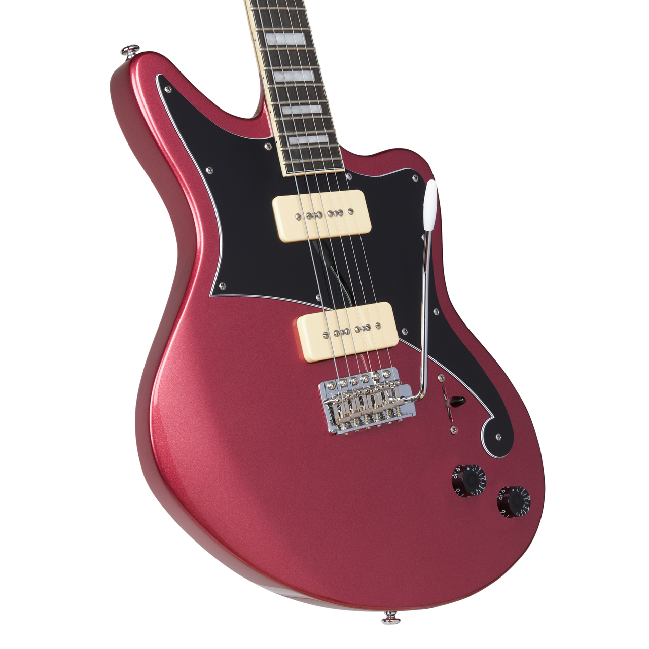 Dâ€™Angelico Premier Bedford - Oxblood (DAPBEDOXBCTR) featuring an offset solid body design, versatile pickup configuration, comfortable neck profile, and a rich Oxblood finish ideal for modern alternative and rock tones.