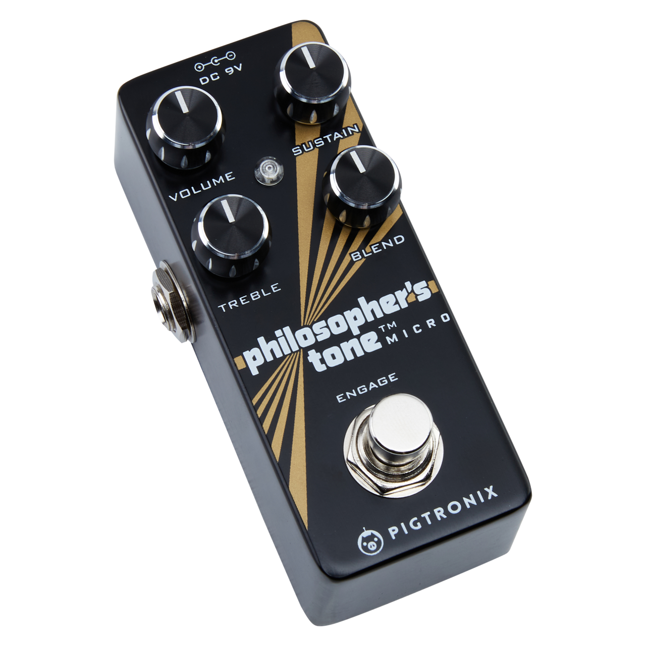 Pigtronix Philosopher’s Tone Optical Compressor Sustainer (PTM2) featuring boutique optical compression, extended sustain, and precise tone shaping for studio-grade guitar dynamics.