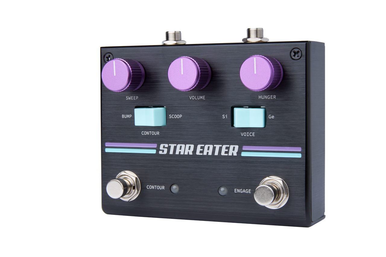 Pigtronix Star Eater Fuzz (FUZ) featuring jumbo fuzz circuitry, integrated filter section, and powerful analog tone shaping for massive distortion and experimental guitar textures.