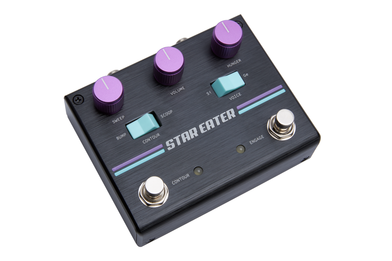 Pigtronix Star Eater Fuzz (FUZ) featuring jumbo fuzz circuitry, integrated filter section, and powerful analog tone shaping for massive distortion and experimental guitar textures.