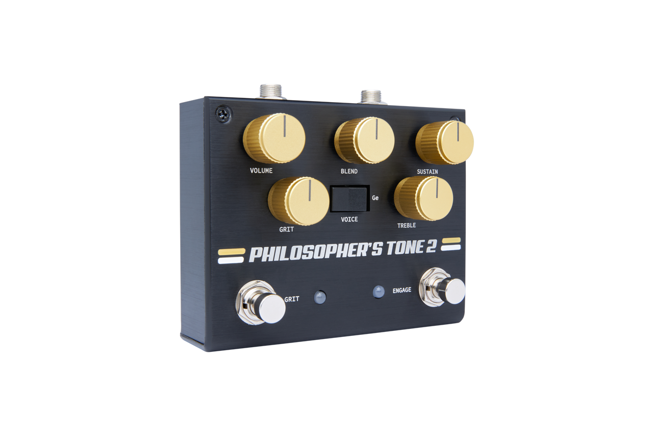 Pigtronix Philosopherâ€™s Tone 2 Compressor Sustainer with Grit (PT2) featuring studio-quality compression, extended sustain, and adjustable grit overdrive blend for enhanced tone shaping.