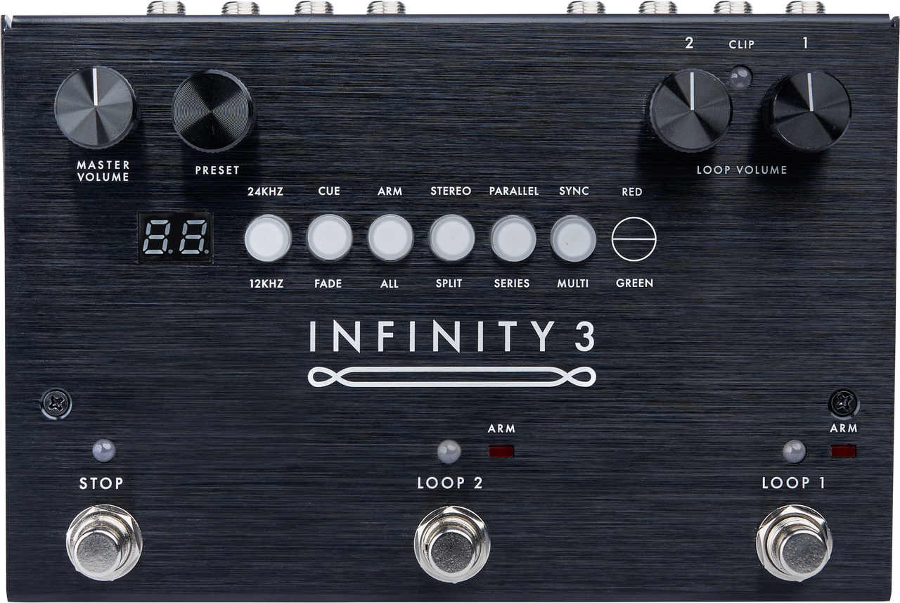 Pigtronix Infinity 3 Hi-Fi Stereo Double Looper (SPL3) featuring dual loop engines, high-fidelity audio, seamless loop switching, and advanced creative capabilities for live and studio looping.