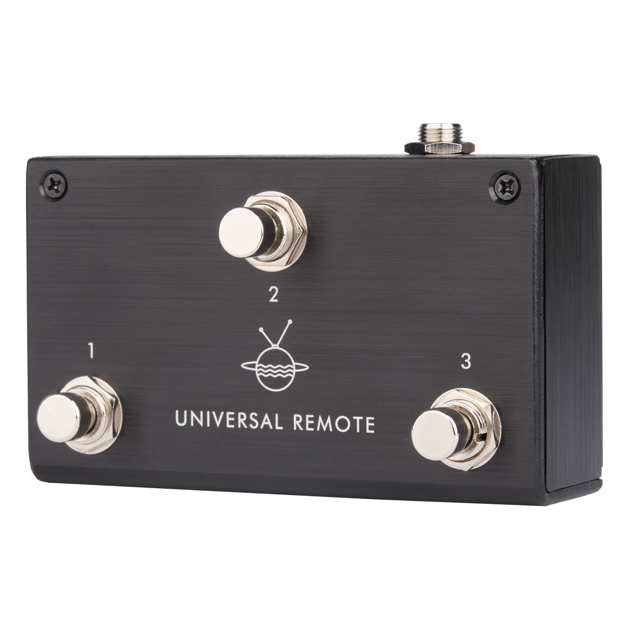 Pigtronix Universal Remote (URS) 3-button passive footswitch featuring rugged metal construction, passive switching design, and compatibility with multiple Pigtronix pedals for hands-free control.