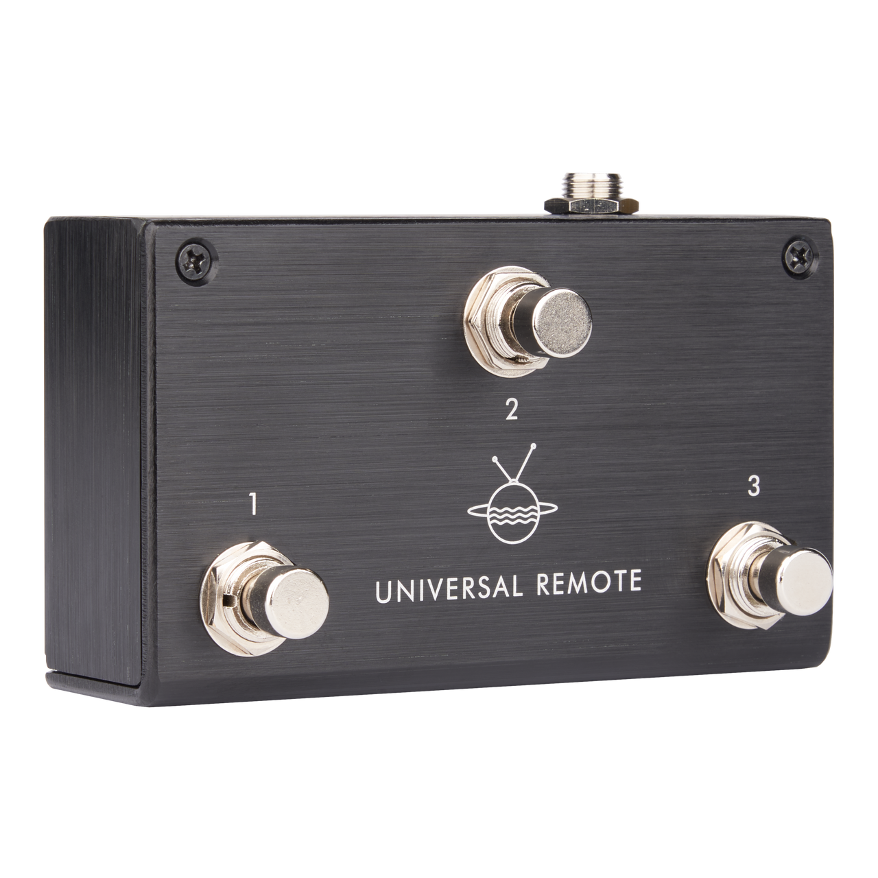 Pigtronix Universal Remote (URS) 3-button passive footswitch featuring rugged metal construction, passive switching design, and compatibility with multiple Pigtronix pedals for hands-free control.