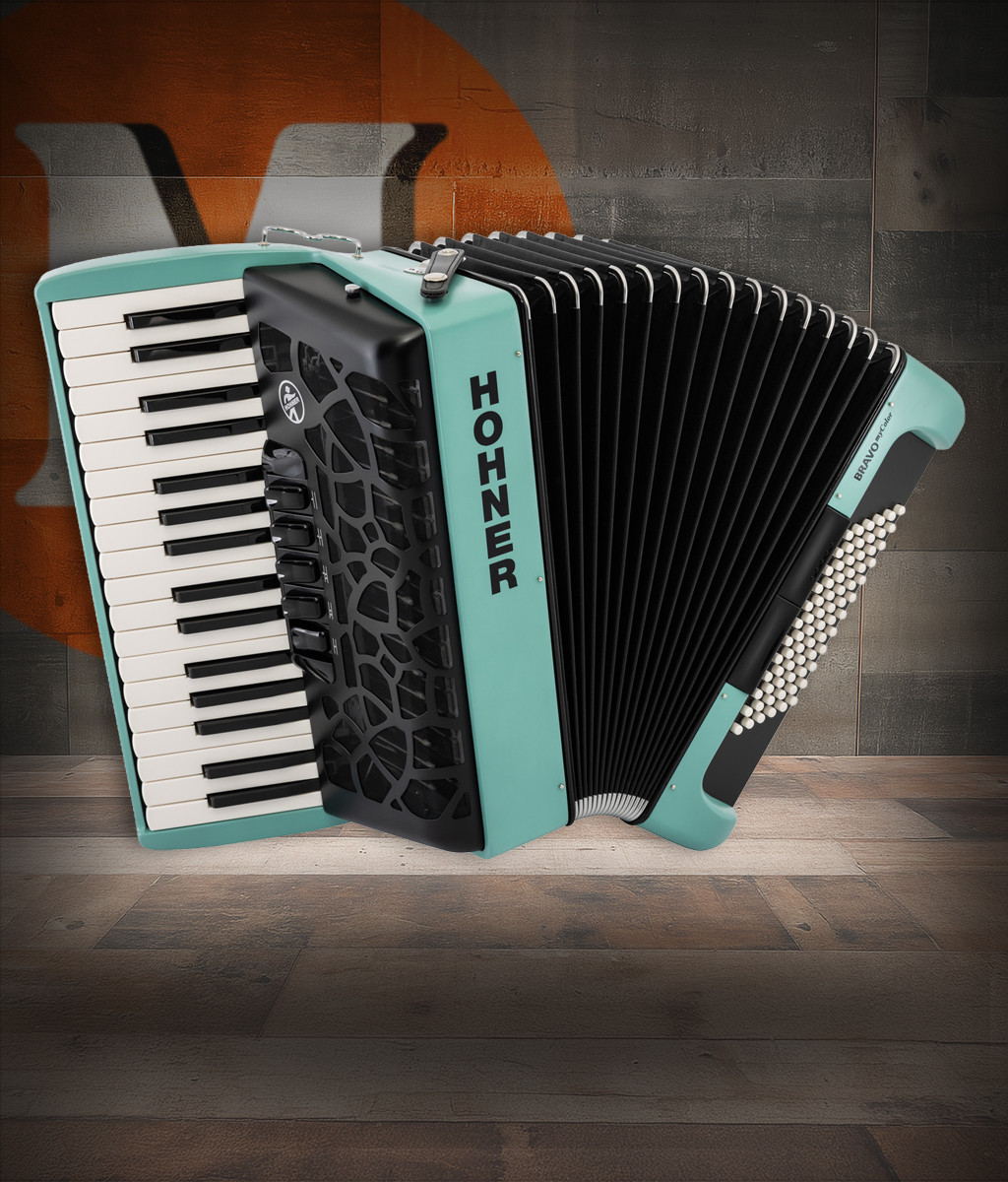 Hohner Bravo MyColor Chromatic 72 Bass Piano Accordion - Wind Teal Blue (BR72-TB) | Musician Madness