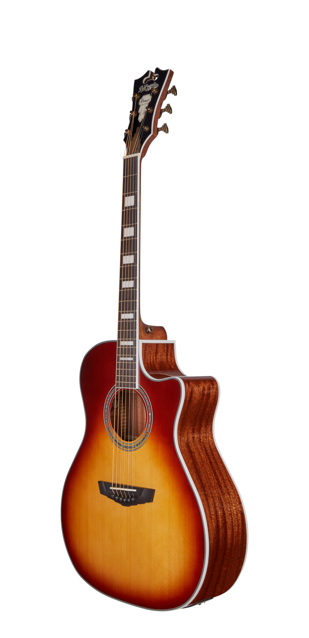 Dâ€™Angelico Gramercy Grand Auditorium CE - Iced Tea Burst (DAPG200ITBAPS) featuring a grand auditorium body, cutaway design, Iced Tea Burst finish, onboard electronics