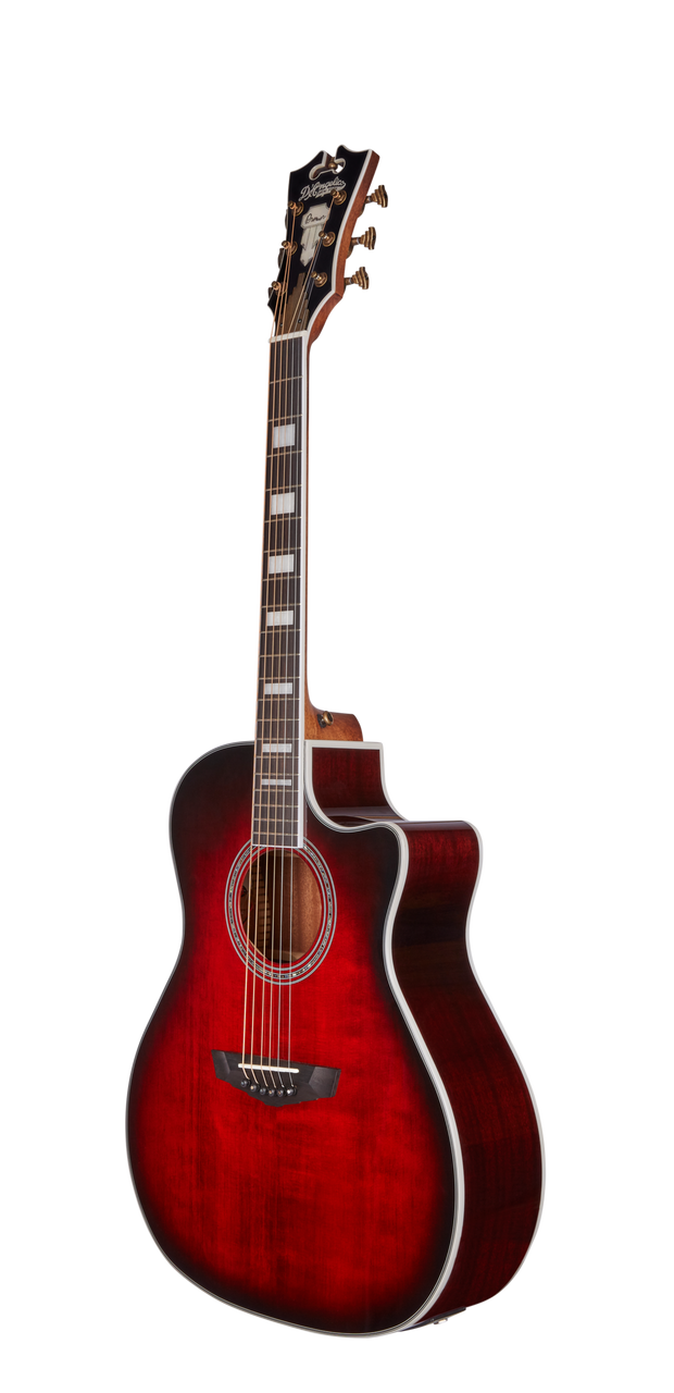 DÃ¢â‚¬â„¢Angelico Gramercy Grand Auditorium CE - Trans Cherry Burst (DAPG200TBCBAPS) featuring a grand auditorium body, cutaway design, Trans Cherry Burst finish, onboard electronics.
