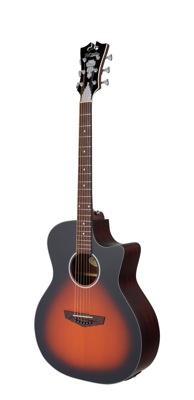 Dâ€™Angelico Gramercy LS Grand Auditorium CE â€“ Satin Vintage Sunburst Bundle (DAPLSG200SVSBCP) featuring a satin vintage sunburst finish, LS grand auditorium body, cutaway design, onboard electronics, and included hard case and guitar strap.
